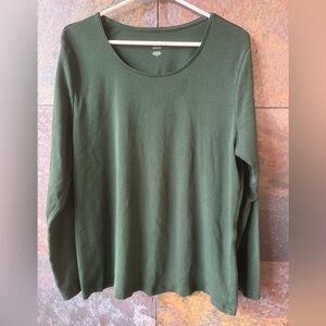 J.Jill long sleeve Tshirt, perfect Pima,  100% Pima Cotton. XL, forest green